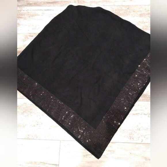 La Fiorentina Black Poncho with Embellished Border” - Picture 3 of 9